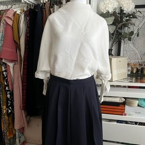 Edeline Lee Mock Neck White Blouse